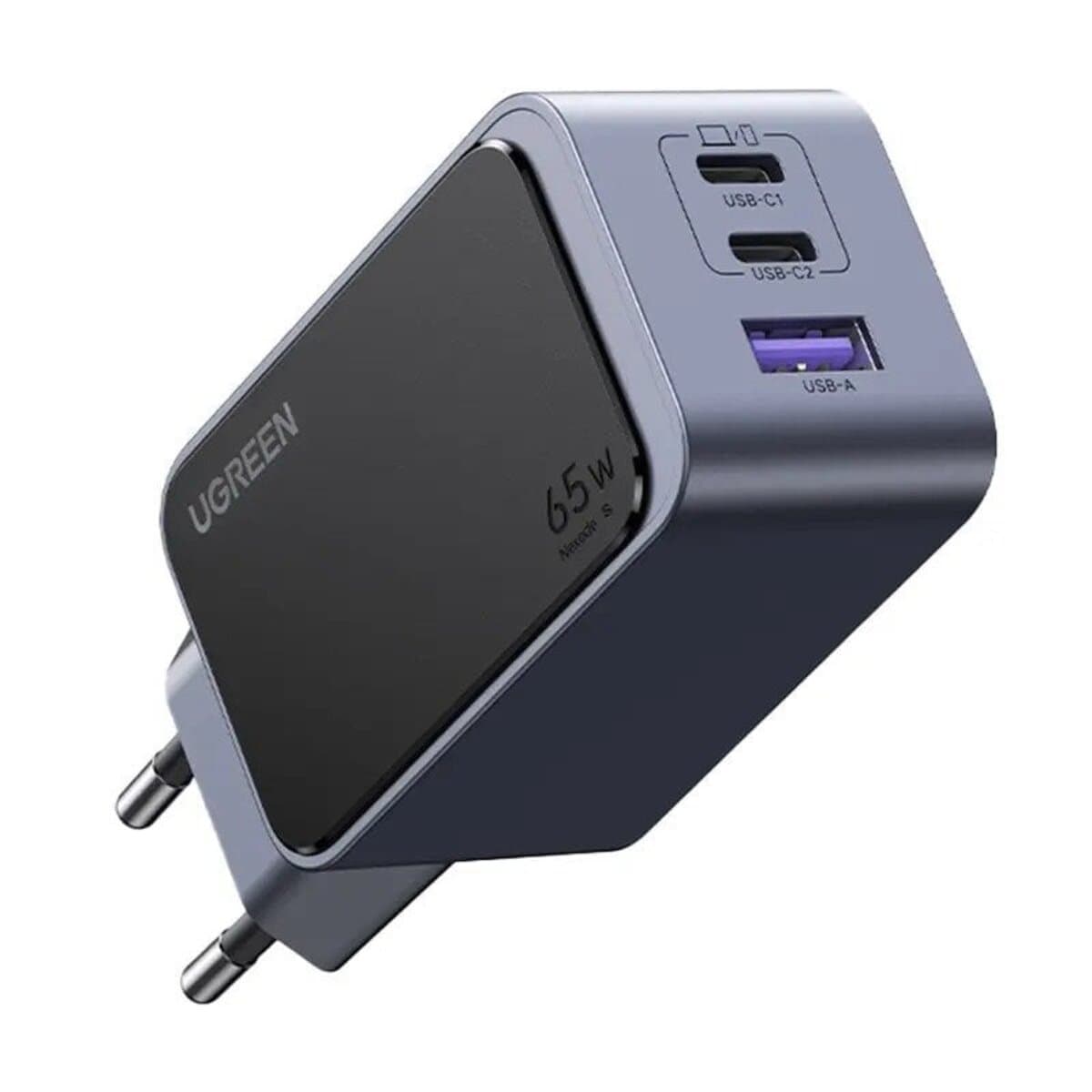 Зарядний пристрій UGREEN Nexode S 65W 3-Port 2xType-C 1xUSB GaN Fast Charger EU Space Grey (UGR-35042)