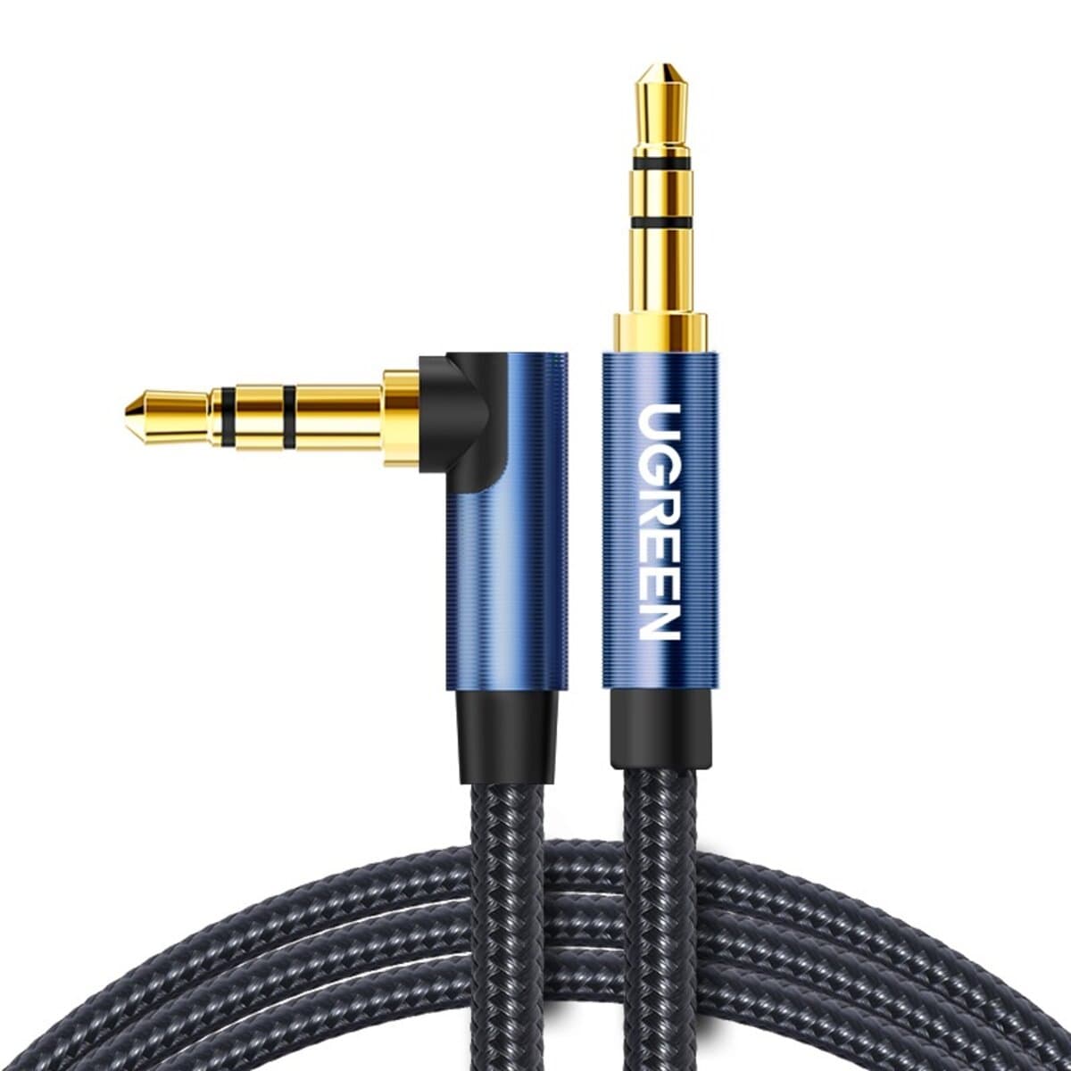 Аудиокабель угловой UGREEN AV112 3.5mm Male to 3.5mm Male Cable 2m Blue (UGR-60181)