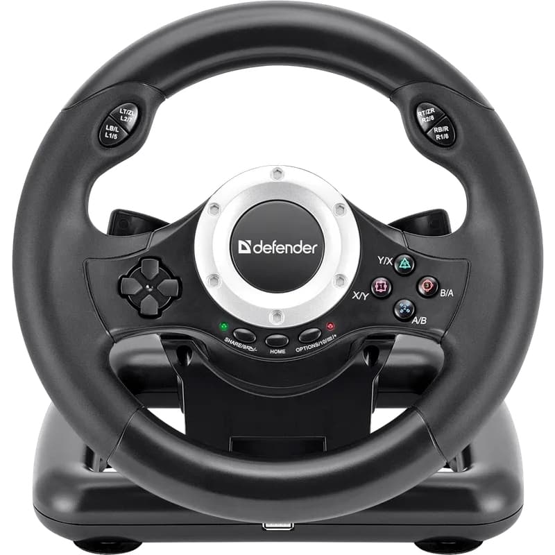 Игровой руль Defender Turbo Pro для PC/PS3/PS4/Xbox 10кн USB Black (64291)