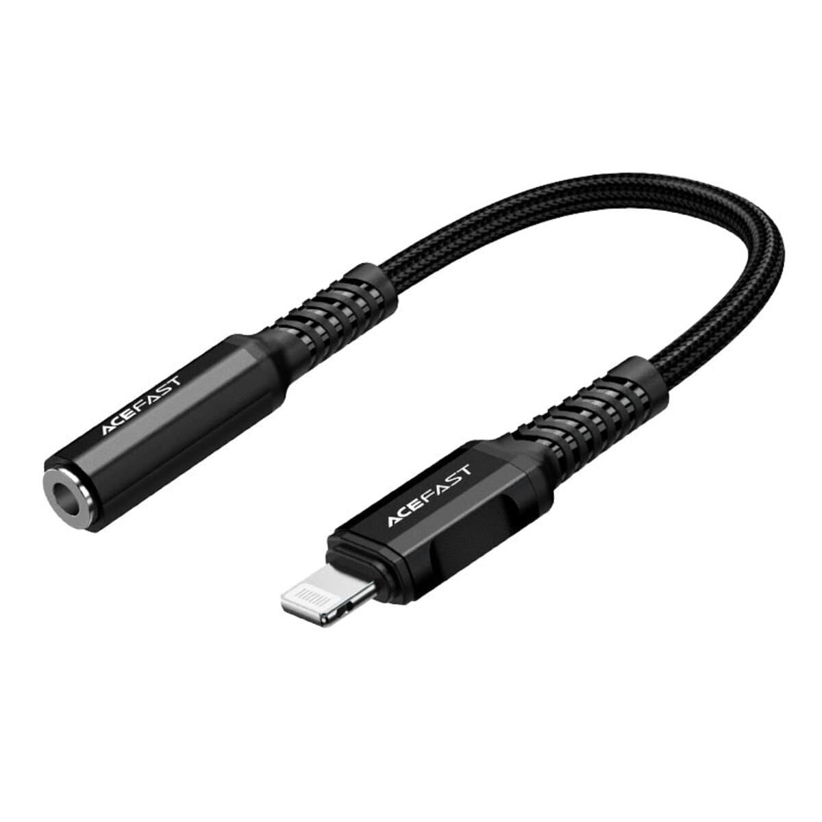Кабель перехідник для навушників ACEFAST C1-05 Lightning to AUX 3.5mm алюмінієвий headphones adapter cable Black (AFC1-05B)