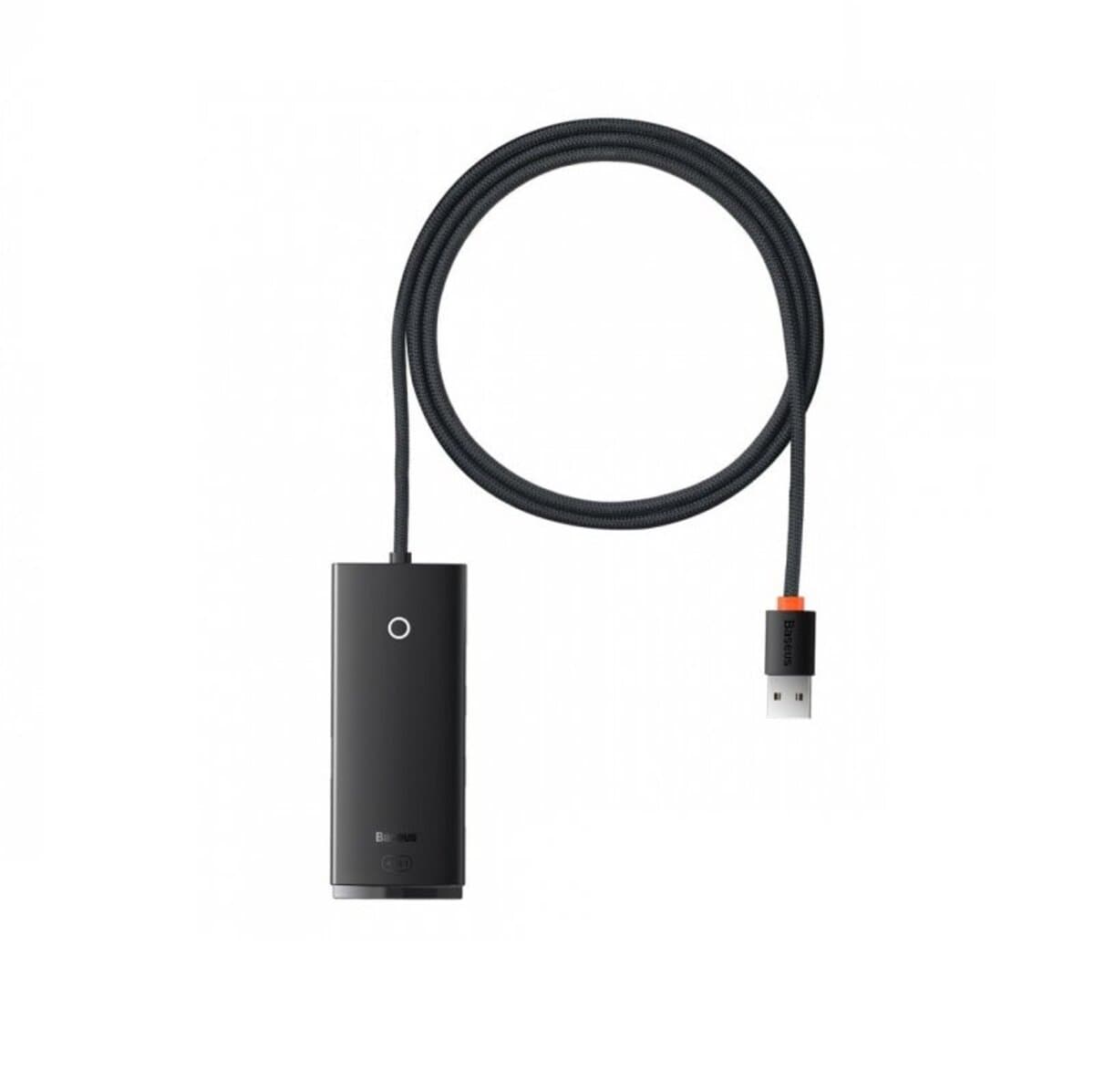 USB-Hub Baseus Lite Series 4-Port USB-A HUB Adapter USB-A to USB 3.0x4 1m Black (WKQX030101)