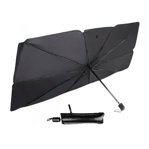 Автомобільна сонцезахисна парасолька на лобове скло S 115x65см в чохлі Black (534897)