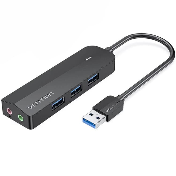 USB-Хаб Vention USB 3.0 to 4хUSB 3.0 2хTRS Audio USB Micro 1 м Black (CHIBF)