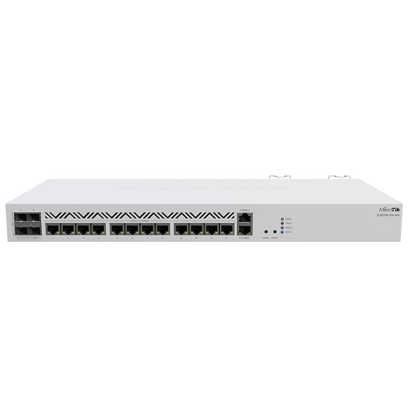 Маршрутизатор Mikrotik CCR2116-12G-4S+ 13xGbit LAN M.2 PCIe slot RouterOS L6 1U RM case Dual PS Метал White