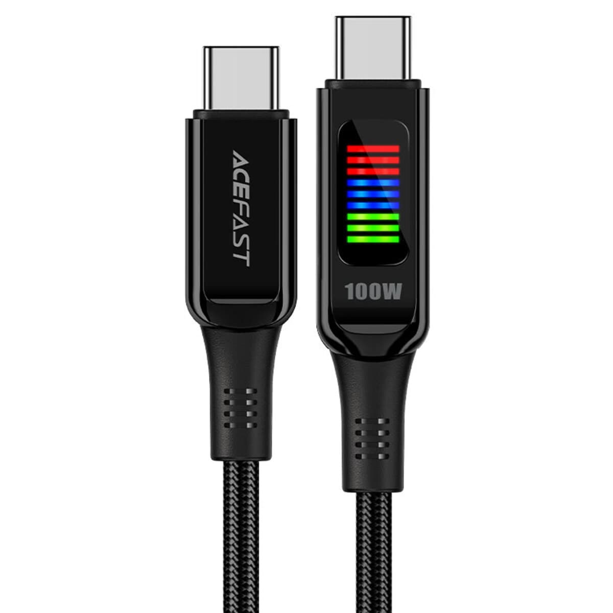 Кабель ACEFAST C7-03 Type-C to Type-C 5A 100W 1.2м nylon zinc connectors LED Black