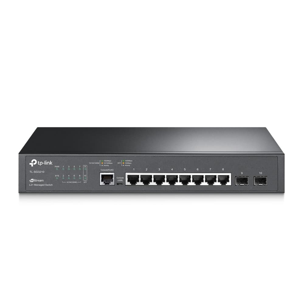 Комутатор TP-Link TL-SG3210 2xSFP/1000 Мбіт/с 8 портів x10/100/1000 RJ45 Метал Black