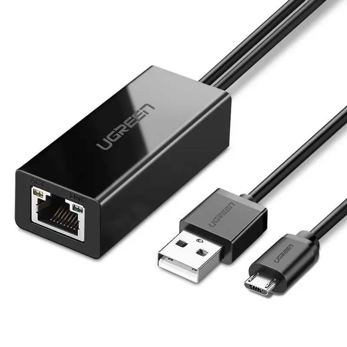 Переходник адаптер для Chromecast UGREEN Ethernet Adapter for TV Stick RJ45 Black (UGR-30985)