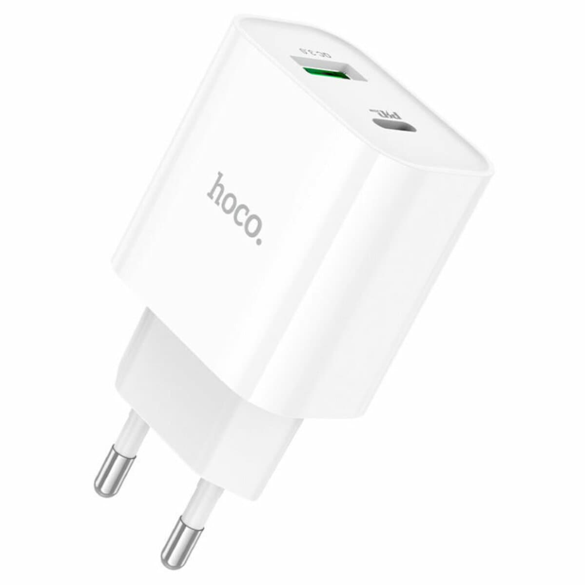 Зарядний пристрій HOCO C80A Plus Rapido PD20W+QC3.0 charger 1xUSB 1xType-C White