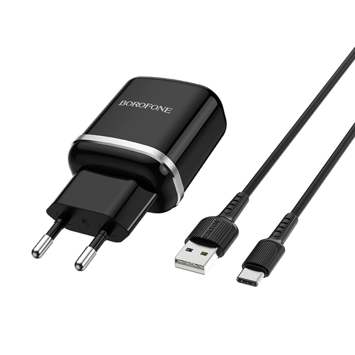 Зарядний пристрій BOROFONE BA36A High speed single port QC3.0 charger set 18W USB to Type-C cable Black (BA36ACB)