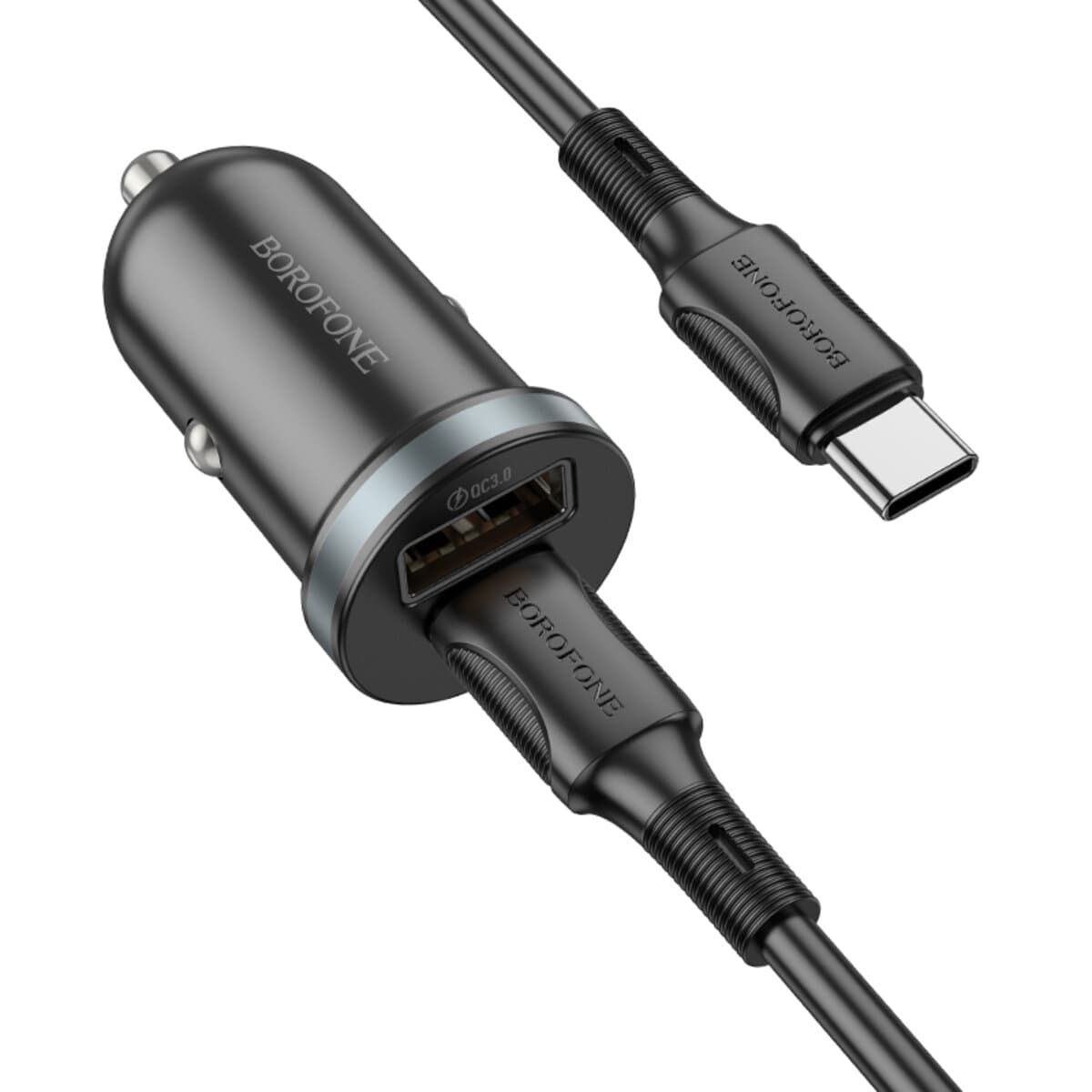 Автомобильное зарядное устройство BOROFONE BZ22 Scenery dual-port PD30W+QC3.0 кабель Type-C to Type-C Black