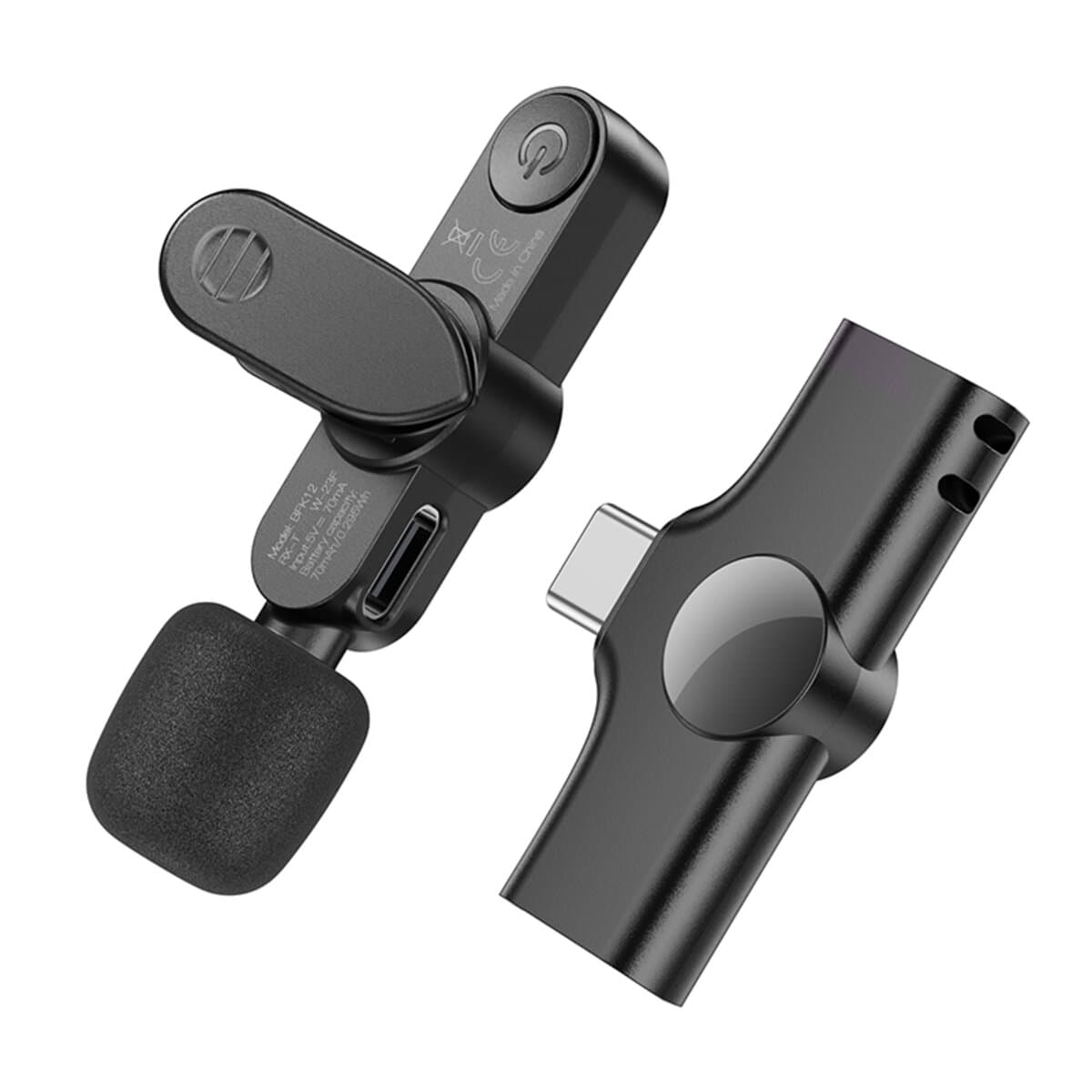 Бездротовий мікрофон петличний BOROFONE BFK12 Trophy lavalier Wireless Digital Microphone Type-C Black