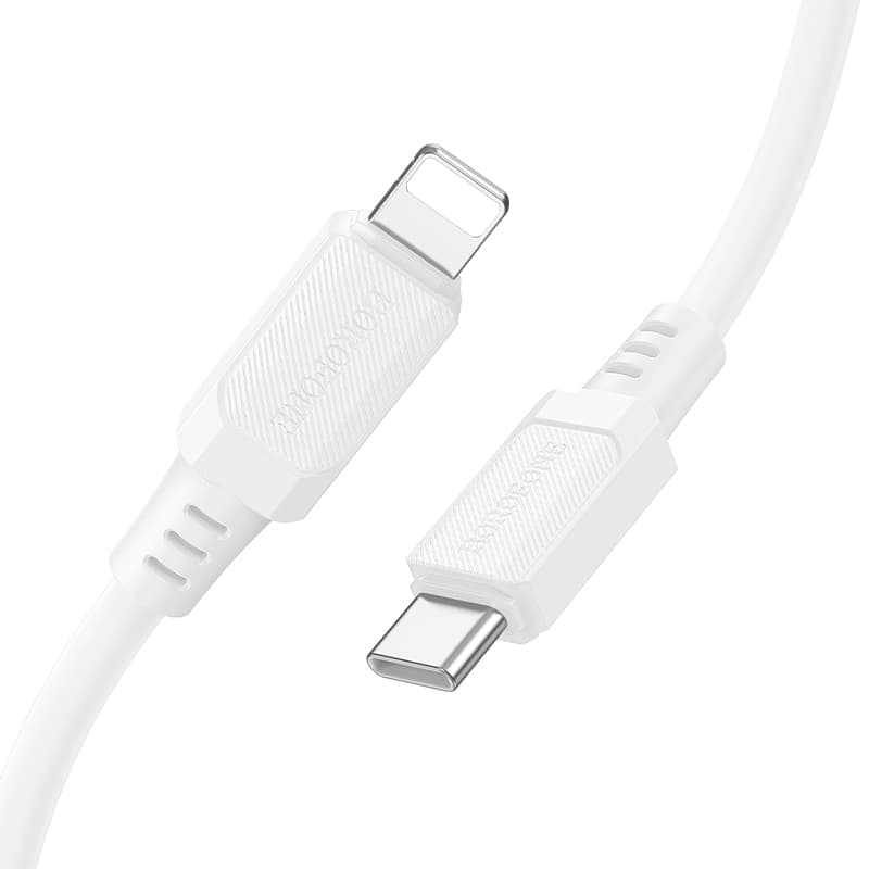 Кабель BOROFONE BX115 Lotto 3A 1m PD silicone charging data cable Type-C to Lightning White