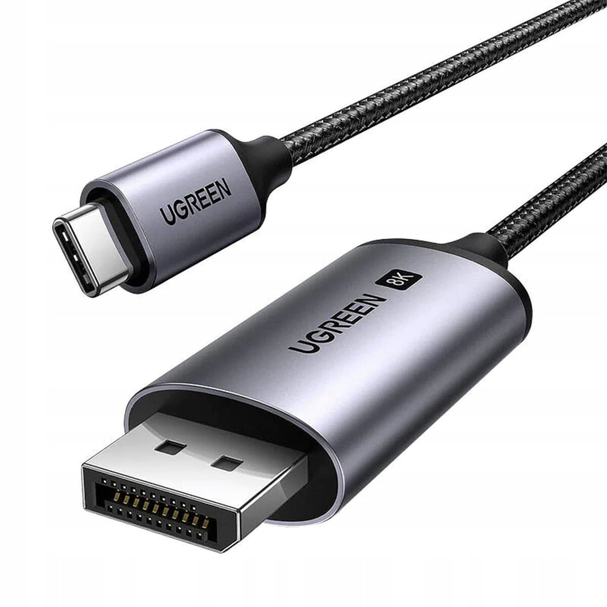 Кабель UGREEN CM556 Type-C to DisplayPort 8K Cable 1m Grey-Black (UGR-25157)