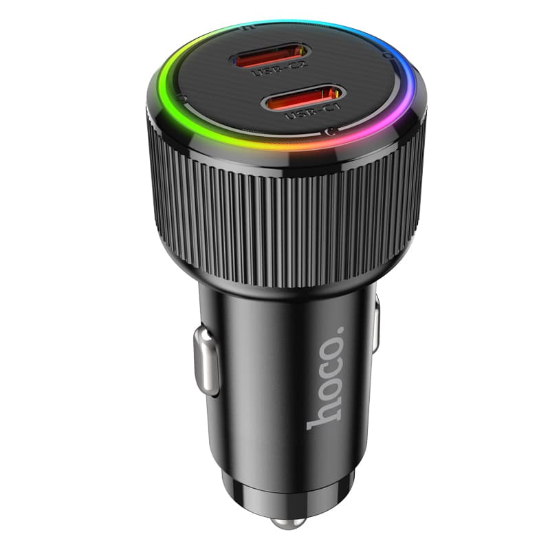 Автомобильное зарядное устройство HOCO NZ14B Guerrero PD50W 2xType-C car charger Black