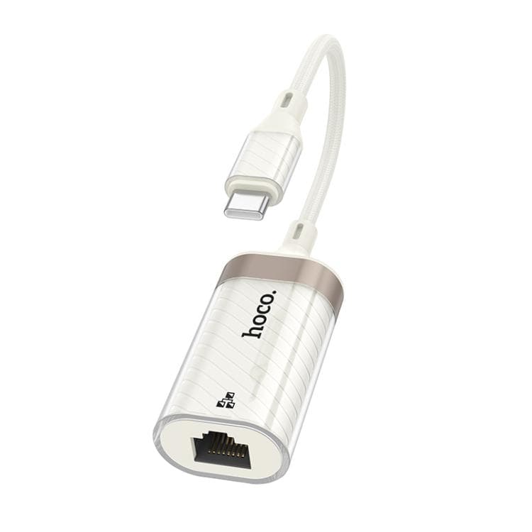 Перехідник HOCO UA41 UA41B Crystal Type-C to RJ-45 Ethernet adapter 100 mbps Apricot