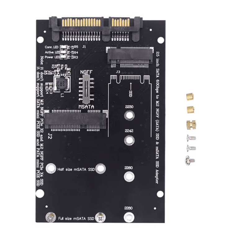 Кишеня перехідник для SSD M.2 NGFF MSATA to Sata 3 3.0 до 6 Гбіт/с без корпусу Black (500571)