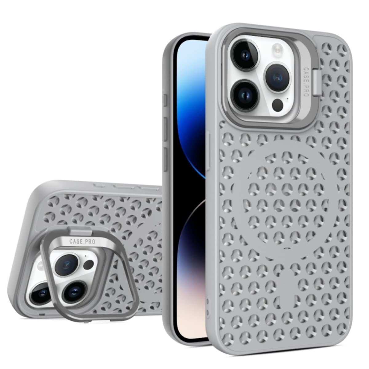 Защитный чехол-накладка Cosmic Grater Stand для Apple iPhone 14 Pro Grey (GRASTiP14PGrey)