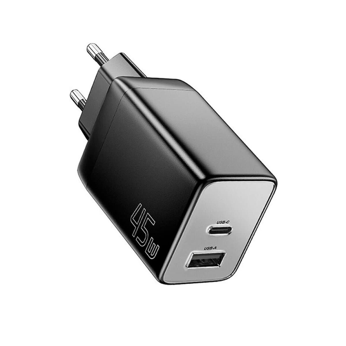 Зарядний пристрій ESSAGER ECT45W Gan 1xUSB 1xType-C 45W Black (ECT45W-LJB01-Z)