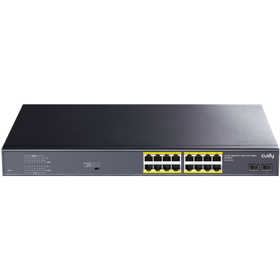 Комутатор Cudy GS1020PS2 16-Port Gigabit PoE+ Switch з 2 Gigabit SFP портами 200W Grey (GS1020PS2)