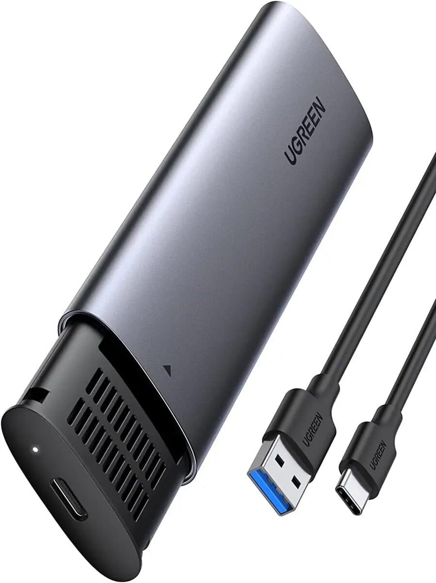 Внешний карман для SSD UGREEN Type-C to M.2 NGFF 5G Enclosure A TO C Cable 50cm Space-Gray (UGR-10903)