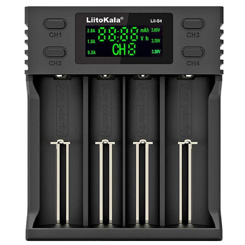Зарядний пристрій акумуляторів LiitoKala Lii-S4 4xLion LiFePO4 NiMH NiCd Auto Polarity Display Black
