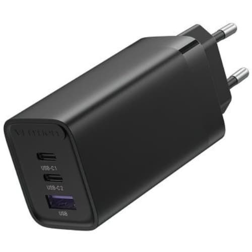 Зарядний пристрій Vention FEDB0-EU 3xUSB 65W USB-Cx2+USB-A PD3.0+QC4.0 Black