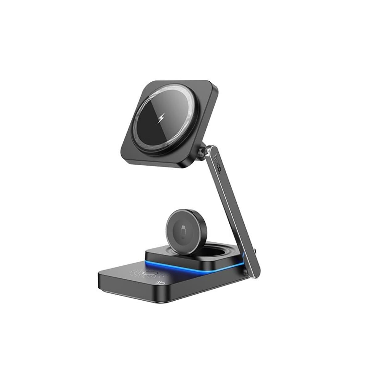 Беспроводное зарядное устройство HOCO CQ10 Consuelo folding 3-in-1 wireless fast charger Black