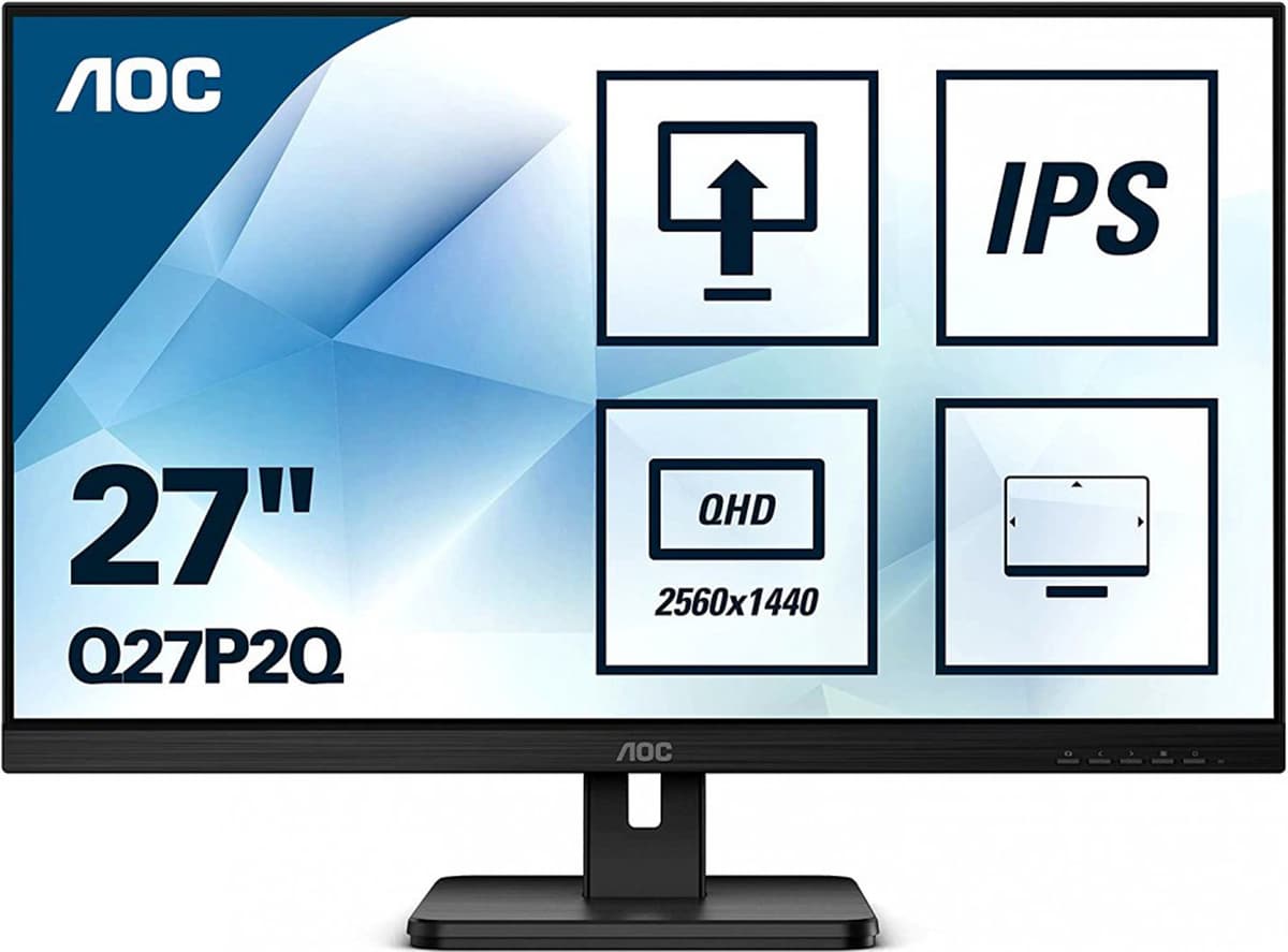 Монітор TFT 27" AOC IPS QHD D-Sub HDMI DP USB 3.2 Pivot колонки 2560x1440 Black (Q27P2Q)