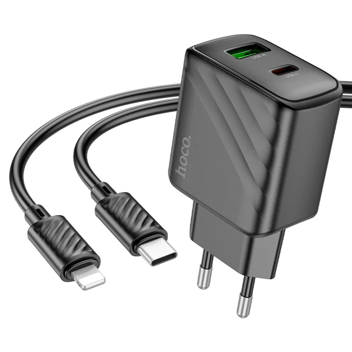 Зарядное устройство HOCO CS23A Sunlight dual-port PD30W+QC3.0 charger set Type-C to Lightning cable EU Black