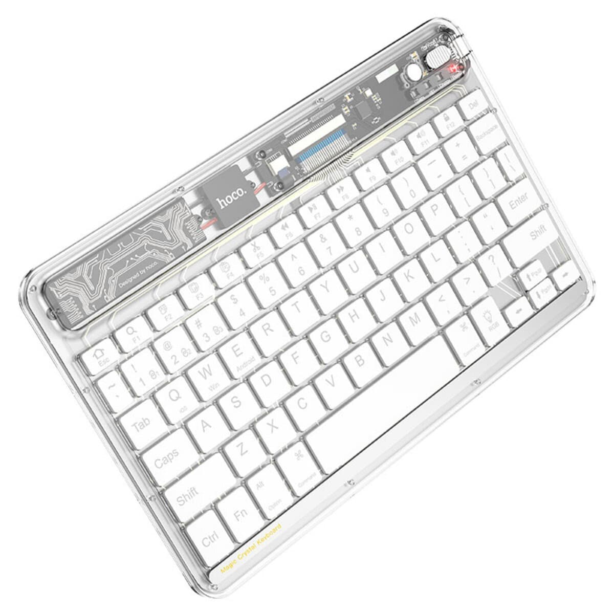 Беспроводная клавиатура HOCO S55 Transparent Discovery edition wireless BT keyboard Space White