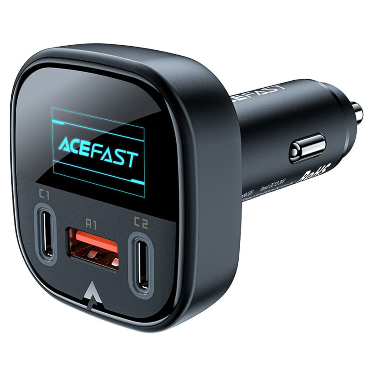 Автомобільний зарядний пристрій ACEFAST B5 101W 2xType-C+USB metal car charger with OLED smart display Black