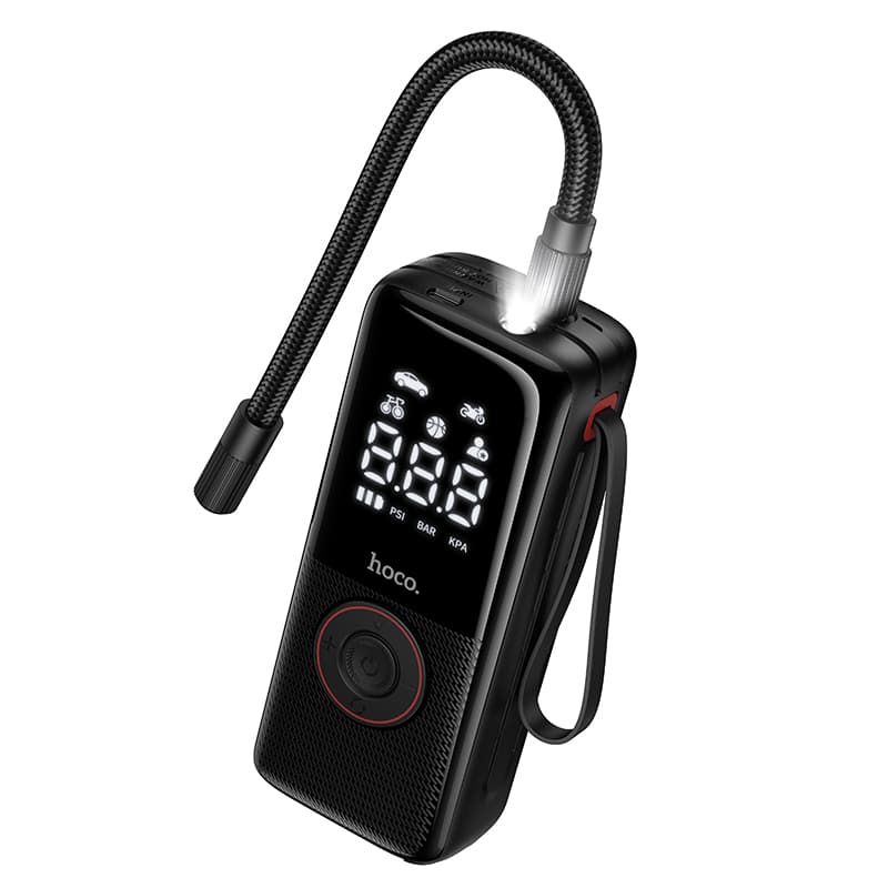 Портативний автомобільний насос HOCO ZP18 Enlighten portable smart air pump 4000mAh Black