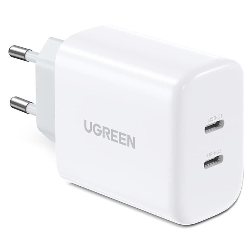 Зарядний пристрій адаптер Ugreen CD243 2xUSB-C 40W PD White (10343)