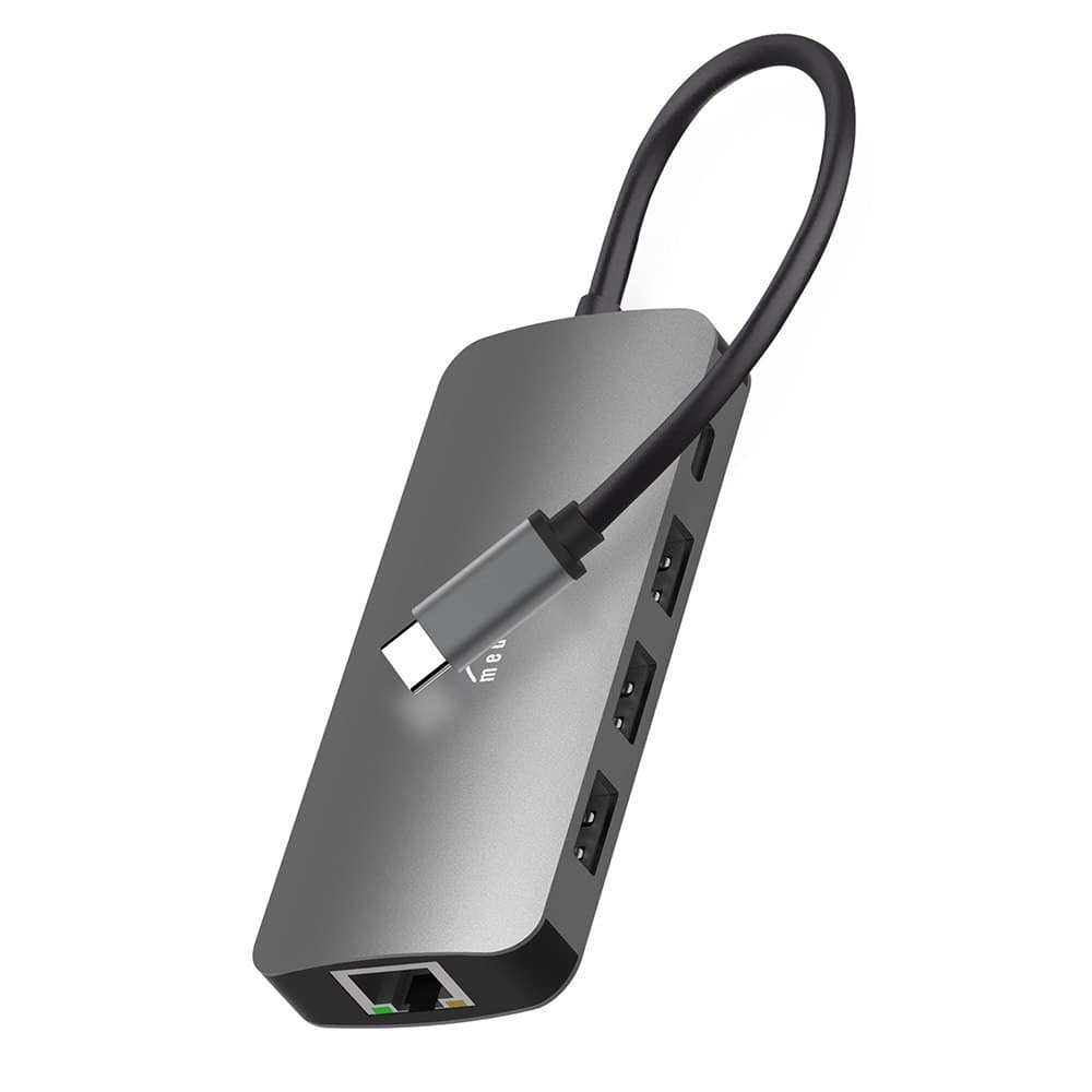 Док-станція хаб Media-Tech MT5044 USB 3.1 Type-C - HDMI USB 3.0x3 RJ45 SD MicroSD PD 100W Hub Pro 8в1 Dark Grey