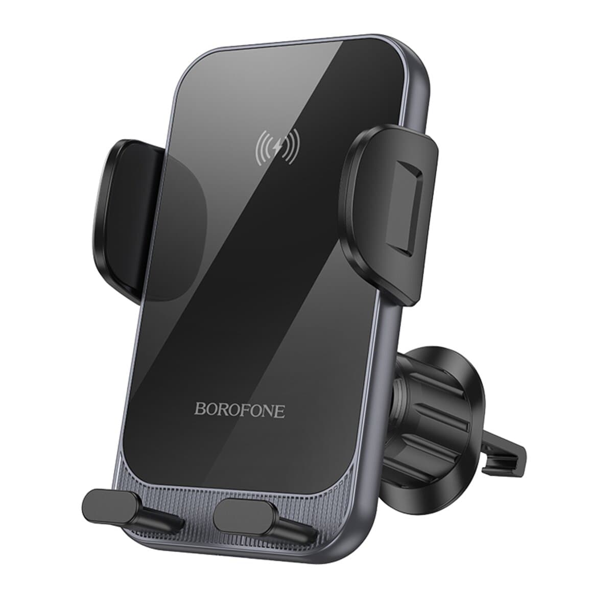 Тримач для телефона автотримач BOROFONE BH220 Leader automatic induction wireless fast charging car holder Black-Grey