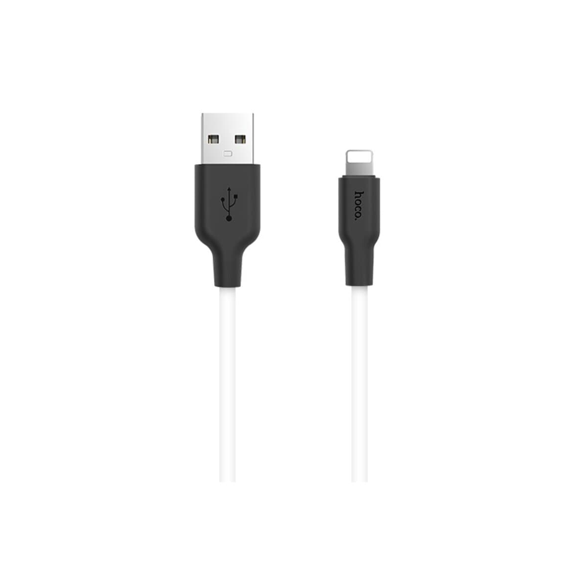 Кабель HOCO X21 USB to Lightning 2A 1m silicone TPE connectors White-Black