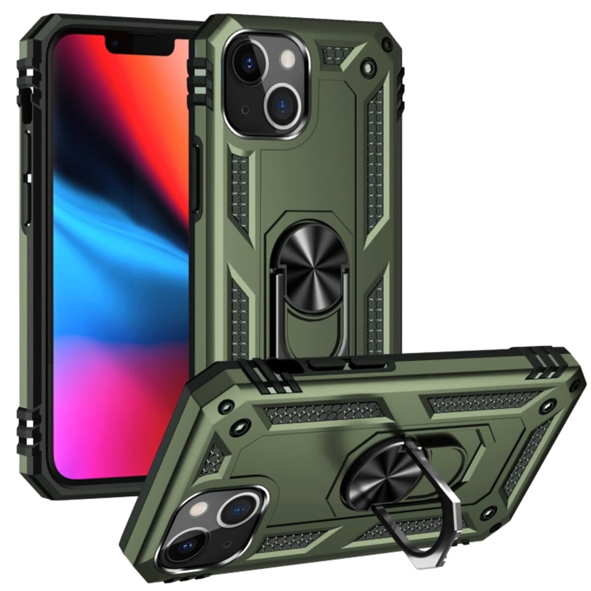 Защитный чехол-накладка Cosmic Robot Ring для Apple iPhone 14 Army Green (Roboti14Army)