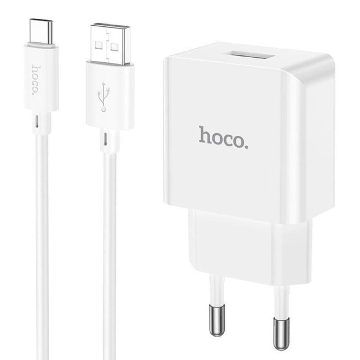 Зарядний пристрій HOCO C106A Leisure single port charger set USB to Type-C cable White