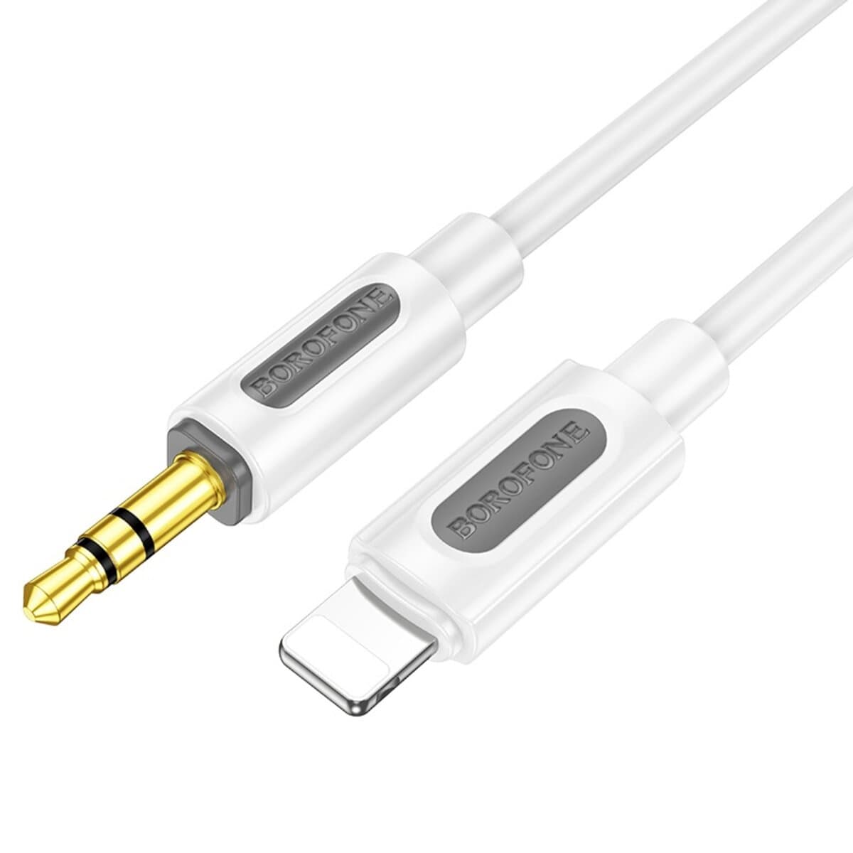 Аудіокабель BOROFONE BL20 True sound silicone digital audio conversion cable Lightning to mini jack 3.5mm 1m White