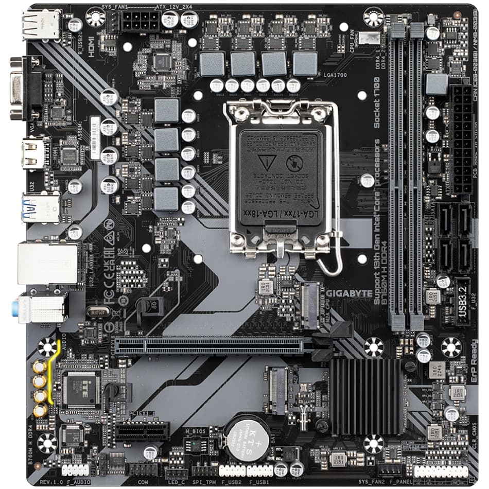 Материнська плата Gigabyte B760M H DDR4 1700/B760 2*DDR4 2хM.2 PCIex16 VGA HDMI 1GbE LAN mATX (B760M H DDR4)