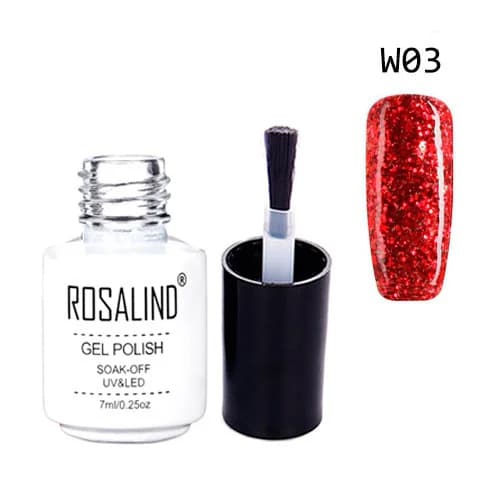 Гель-лак для нігтів манікюру Rosalind 7мл гліттер для UV LED W03 Red (357953)
