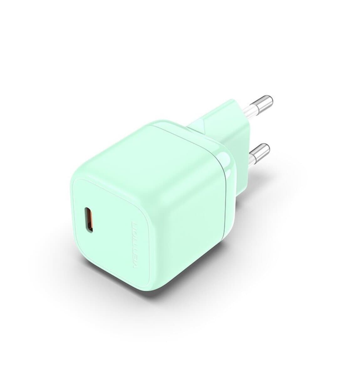 Зарядний пристрій Vention 1-port USB-C GaN Charger 30W EU-Plug 3А Green (FAKG0-EU)