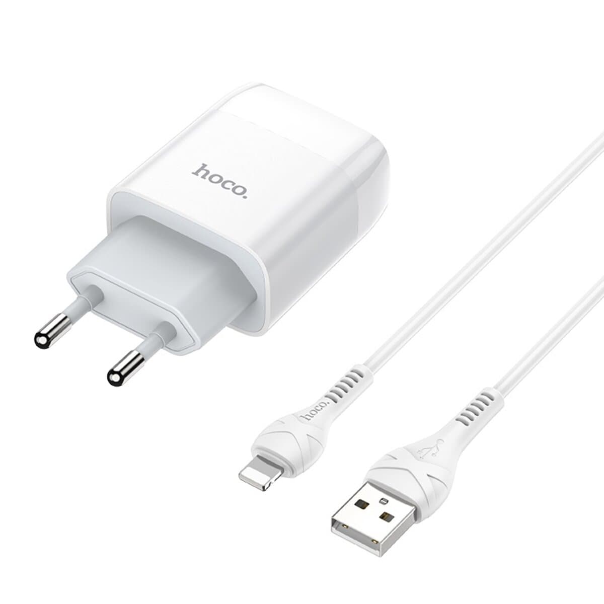 Зарядное устройство HOCO C73A Glorious dual port charger set USB to Lightning cable White