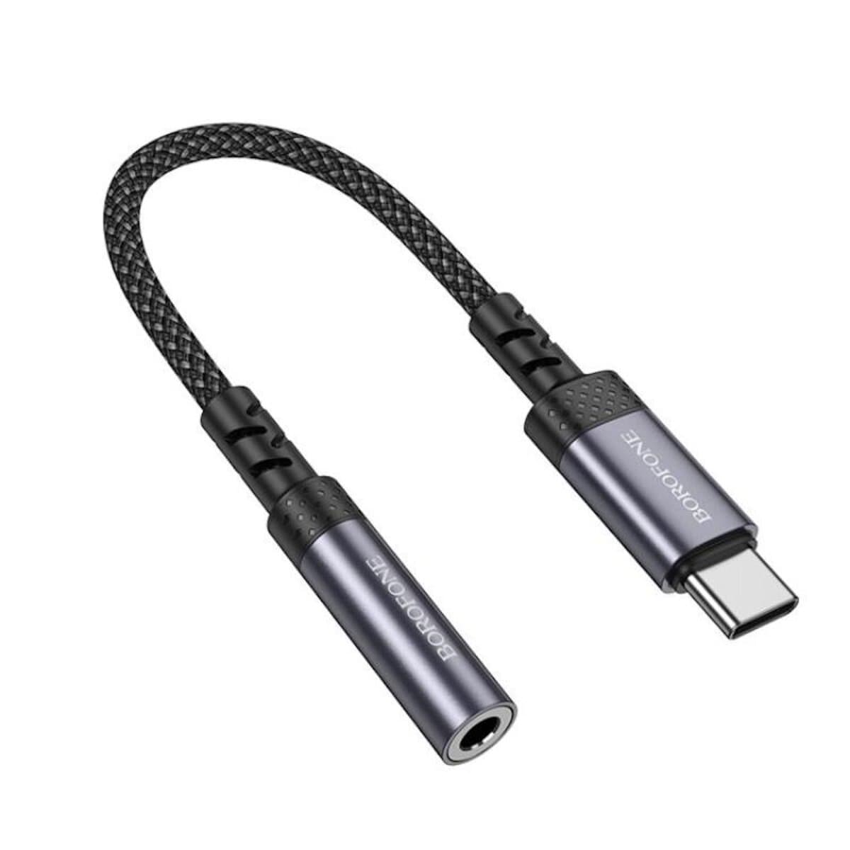 Перехідник BOROFONE BV24 Graceful digital audio converter cable Type-C to 3.5mm Metal Grey