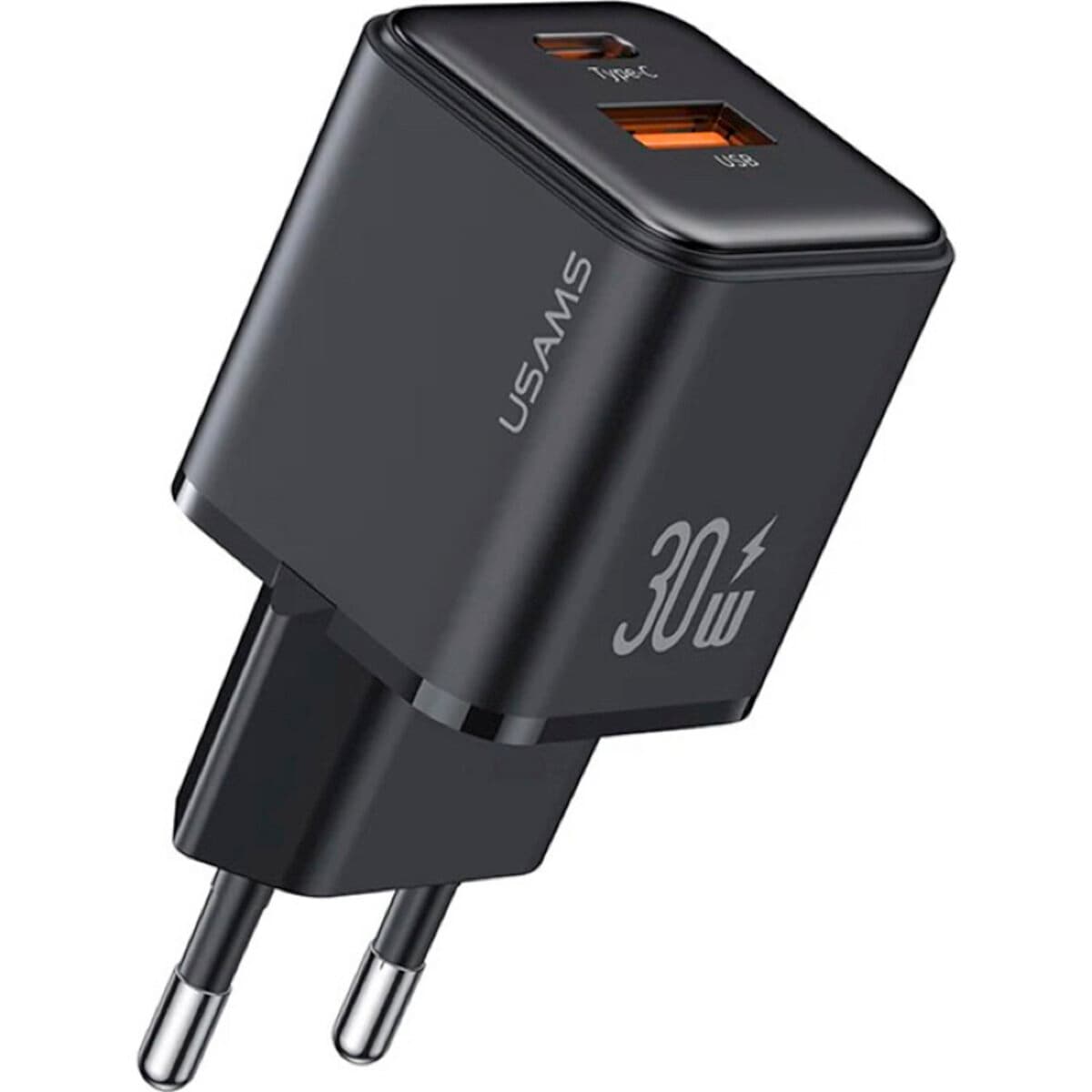 Зарядний пристрій Usams US-CC189 PD30W+QC3.0 USB+Type-C Dual-port Fast Charger EU X-ron Series Black (CC189TC01)