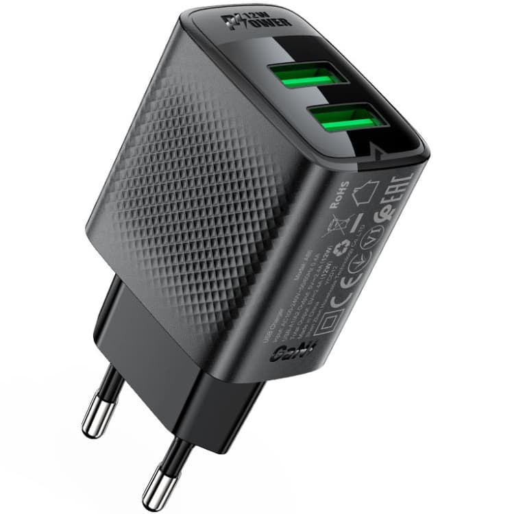 Зарядное устройство Acefast A86 2xUSB 12W 2.4А Black