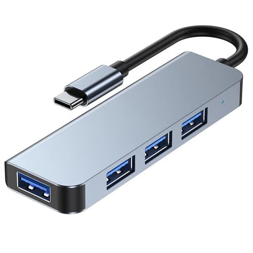 USB-хаб разветвитель USB 3.1 Type-C to 4xUSB 3.0/USB 2.0 BC1.2 металл Grey (510266)