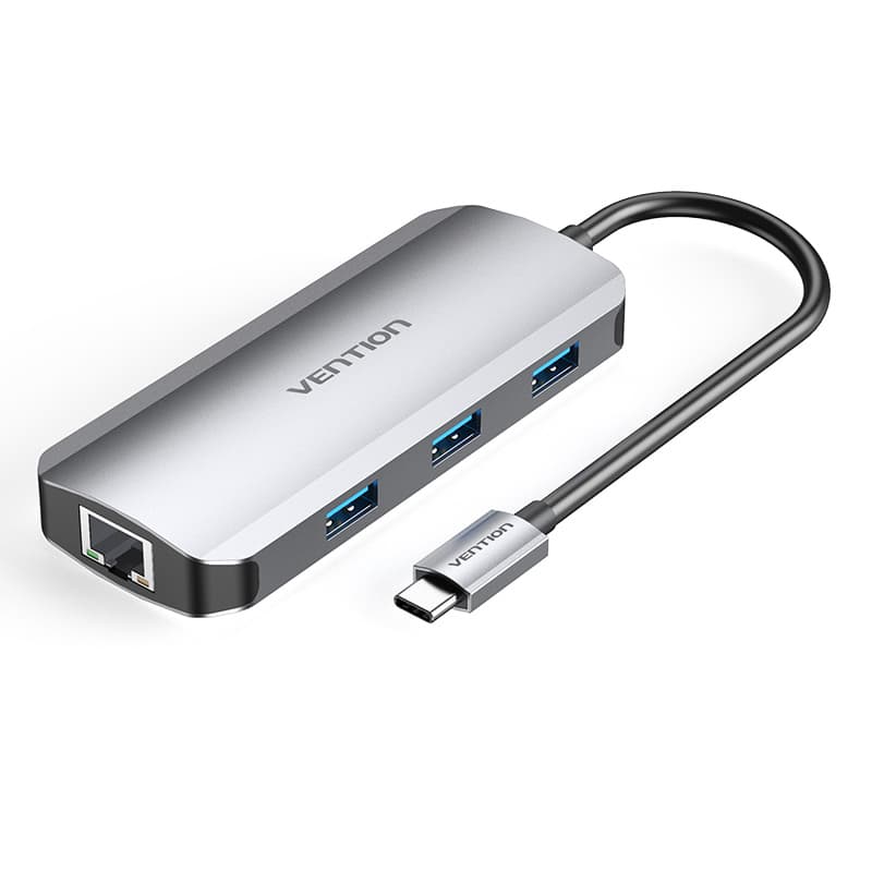 Док-станція Vention TOHHB USB 3.1 Type-C - HDMI USB 3.0x3 RJ45 PD 100W Hub 6в1 Grey
