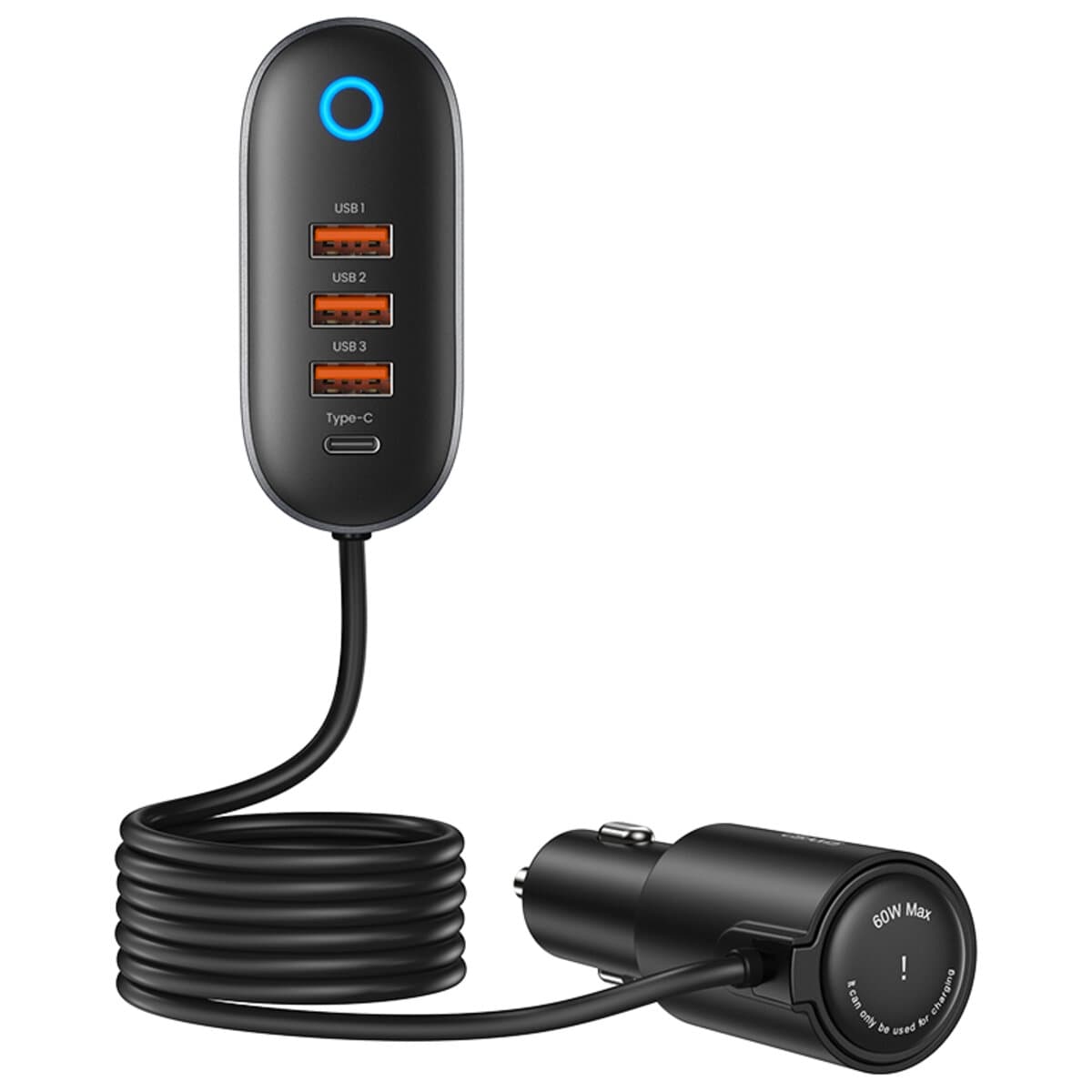 Автомобільний зарядний пристрій Usams US-CC161Car Charger 3xUSB + Type-C 156W With Cigarette Lighter Black (CC161CC01)