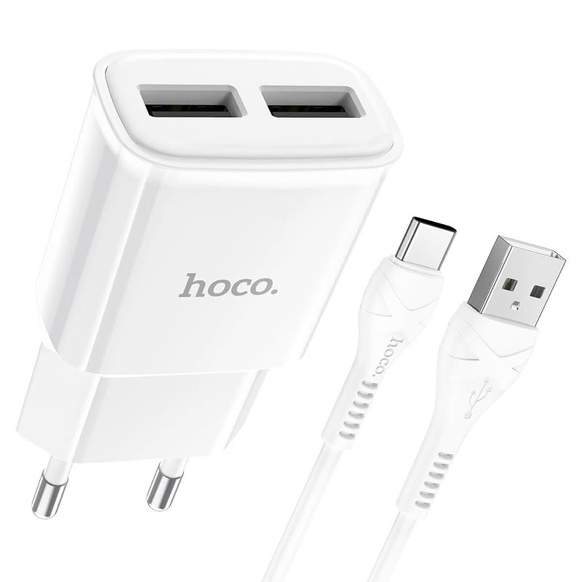 Зарядное устройство HOCO C88A Star round dual port charger set (Type-C) 2USB-А 2.4A White